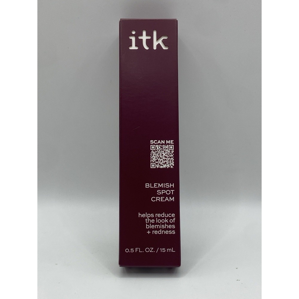 itk  Blemish Spot Cream 15 mL 0.5 oz Acne Redness Salicylic Acid Tea Tree Oil